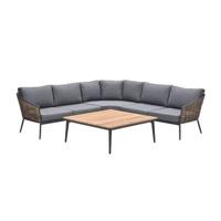 GI Bali loungeset (4-delig) - Naturel Rotan|Carbon Black GI Bali loungeset (4-delig) - Naturel Rotan|Carbon Black