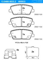 Remblokkenset, schijfrem ATE, u.a. für KIA, Hyundai