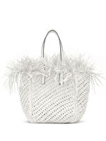 Oscar de la Renta sac cabas tressé à franges - Blanc