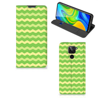 Xiaomi Redmi Note 9 Hoesje met Magneet Waves Green - thumbnail