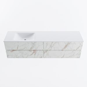 MONDIAZ VICA 180cm badmeubel onderkast Carrara 4 lades. Wastafel CLOUD links 1 kraangat, kleur Talc.
