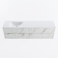 MONDIAZ VICA 180cm badmeubel onderkast Carrara 4 lades. Wastafel CLOUD links 1 kraangat, kleur Talc. - thumbnail