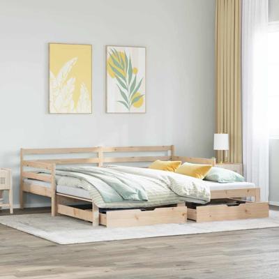 Slaapbank met onderschuifbed en lades zonder matras 80x200 cm