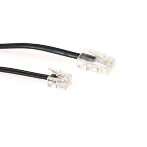 ACT TD5309 Zwarte Platte Telefoonkabel | RJ11 en RJ45 connectoren | Zwart | 5 meter