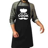 Real men cook bbq / barbecue cadeau katoenen schort zwart heren