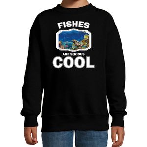 Dieren vis sweater zwart kinderen - fishes are cool trui jongens en meisjes