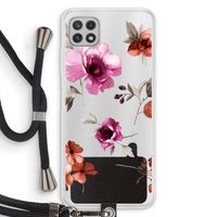 Geschilderde bloemen: Samsung Galaxy A22 4G Transparant Hoesje met koord