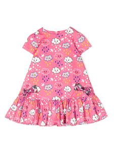 Simonetta robe évasée en coton stretch à imprimé graphique - Rose