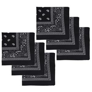 Bandana - 6x - zwart - boeren zakdoek - dames/heren - vierkant - cowboy verkleedkleding