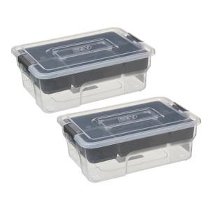 5Five Opslag sorteerbox - 2x - 5 vakjes indeling - 2 lagen - 30 x 21 x 11 cm - kunststof - opbergdoo