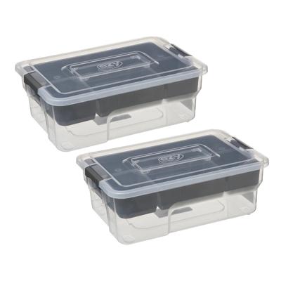 5Five Opslag sorteerbox - 2x - 5 vakjes indeling - 2 lagen - 30 x 21 x 11 cm - kunststof - opbergdoo