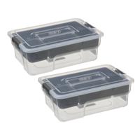 5Five Opslag sorteerbox - 2x - 5 vakjes indeling - 2 lagen - 30 x 21 x 11 cm - kunststof - opbergdoo