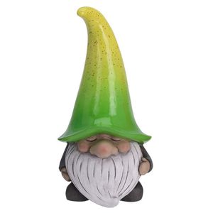 Tuinkabouter gnoom met groen/gele muts 23 cm