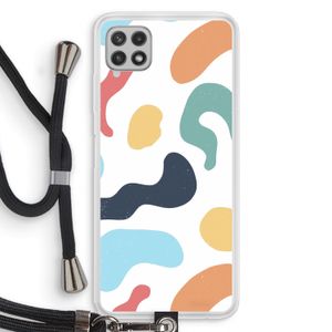 Memphis Shapes Blue: Samsung Galaxy A22 4G Transparant Hoesje met koord