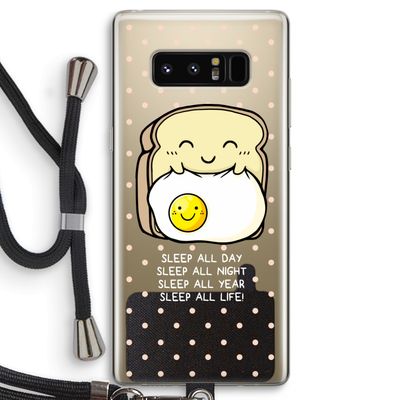 Sleep All Day: Samsung Galaxy Note 8 Transparant Hoesje met koord