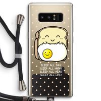 Sleep All Day: Samsung Galaxy Note 8 Transparant Hoesje met koord Sleep All Day: Samsung Galaxy Note 8 Transparant Hoesje met koord