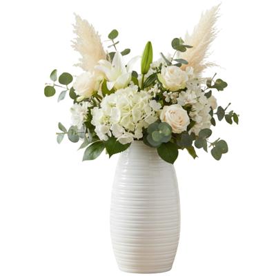 Gerimport bloemenvaas Naya stripe - wit - keramiek - 15 x 29 cm Gerimport bloemenvaas Naya stripe - wit - keramiek - 15 x 29 cm