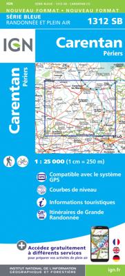 Wandelkaart - Topografische kaart 1312 SB - Serie Bleue Carentan - Periers | IGN - Institut Géographique National