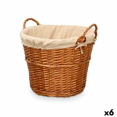 Mand Kipit HX31037 Natuurlijk Polyester vlechtwerk Stof 50 % katoen 50 x 42 x 45 cm (6 Stuks)