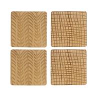 Bamboe houten glasonderzetters / onderzetters vierkant 4 stuks