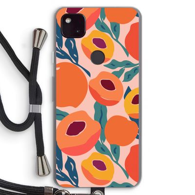 Perzik: Pixel 4a 5G Transparant Hoesje met koord