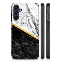 Samsung Galaxy A15 Marmeren Print Telefoonhoesje Marmer Wit Zwart - Origineel Cadeau Man