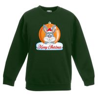 Kersttrui Merry Christmas konijn kerstbal groen kinderen Kersttrui Merry Christmas konijn kerstbal groen kinderen