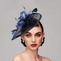 fascinators Veren Netto Schotel Hoed Bruiloft Paardenrace Damesdag Melbourne Cup Met Veer Pet Helm Hoofddeksels Lightinthebox