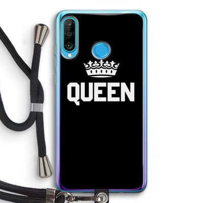 Queen zwart: Huawei P30 Lite Transparant Hoesje met koord