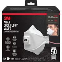 3M Aura Comfort Cool Flow stofmasker, FFP3, met ventiel, pak van 10 stuks