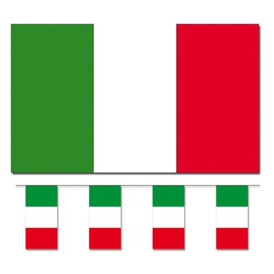 Bellatio Decorations - Vlaggen versiering set - Italie - Vlag 90 x 150 cm en vlaggenlijn 4 meter