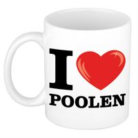 Cadeau I love poolen kado koffiemok / beker voor pool liefhebber 300 ml - feest mokken