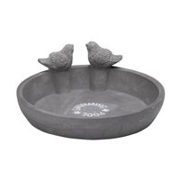 Vogelbad/voederschaal - grijs - cement - D24 x D8 x H9 cm - drinkschaal voor tuinvogels