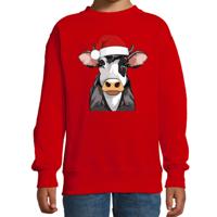 Kersttrui / sweater boerderijdieren - kinderen - Koe - rood - kerstmuts - Kerstmis