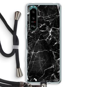 Zwart Marmer 2: Sony Xperia 5 III Transparant Hoesje met koord