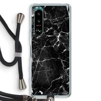 Zwart Marmer 2: Sony Xperia 5 III Transparant Hoesje met koord