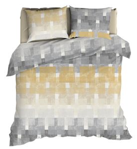 Romanette Flanellen Dekbedovertrek Brixen Beige/Grijs-2-persoons (200 x 200/220 cm)