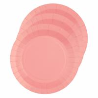 10x stuks feest bordjes roze - karton - 22 cm - rond