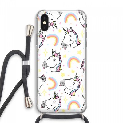Rainbow Unicorn: iPhone XS Max Transparant Hoesje met koord