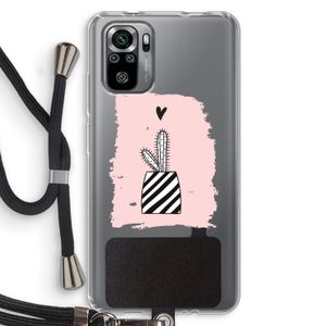 Zwart-wit cactus: Xiaomi Redmi Note 10S Transparant Hoesje met koord