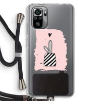 Zwart-wit cactus: Xiaomi Redmi Note 10S Transparant Hoesje met koord