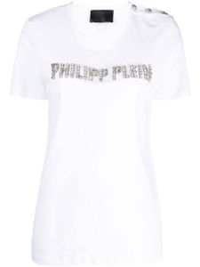 Philipp Plein t-shirt à logo strassé - Blanc