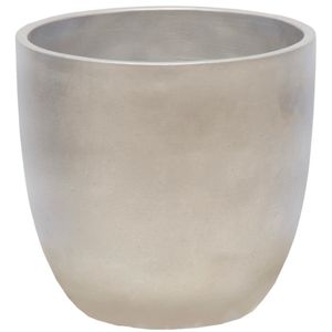 Plantenpot/bloempot - keramiek - zilver - bladmotief - D18 x H17 cm