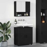 Badkamermeubelset 2 pcs Zwart 61 x 35 x 64 cm Bewerkt hout