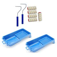 5x verfrollers incl 2 rollerbeugels en 2 verfbakjes 10 cm