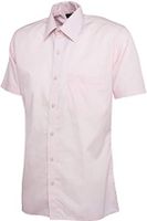 SALE! Uneek UC710 Heren Poplin Half Sleeve Shirt - Roze - Maat 2XL