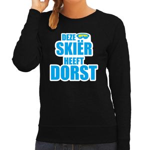 Apres ski trui Deze skieer heeft dorst zwart dames - Wintersport sweater - Foute apres ski outfit