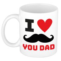 Cadeau koffie/thee mok voor papa - wit/rood - liefde - keramiek - 300 ml - Vaderdag