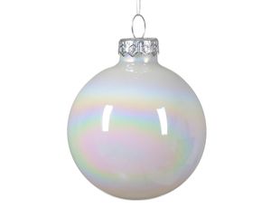 Kerstbal glas d6 cm wit/iris 6st kerst - Decoris
