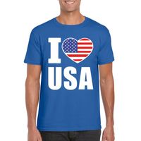 Blauw I love USA - Amerika fan shirt heren - thumbnail